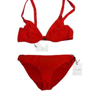 NWT Onia x Theory Fire Opal Orange-Red Bikini Set size small $190.00
